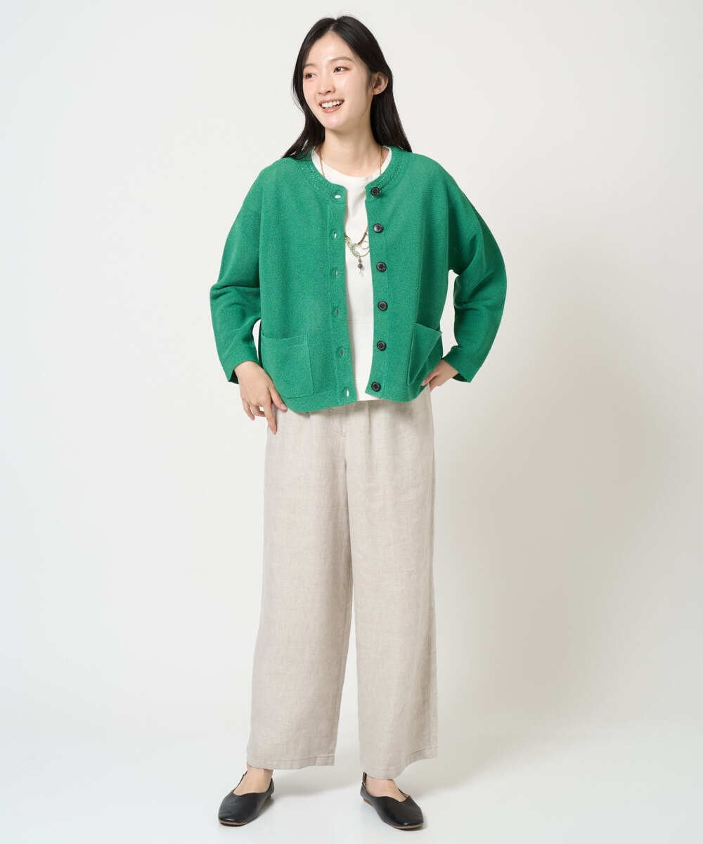 NGLGE40330 GIANNI LO GIUDICE(ジャンニ ロ ジュディチェ) [洗える]デニム調リネンパンツ ネイビー