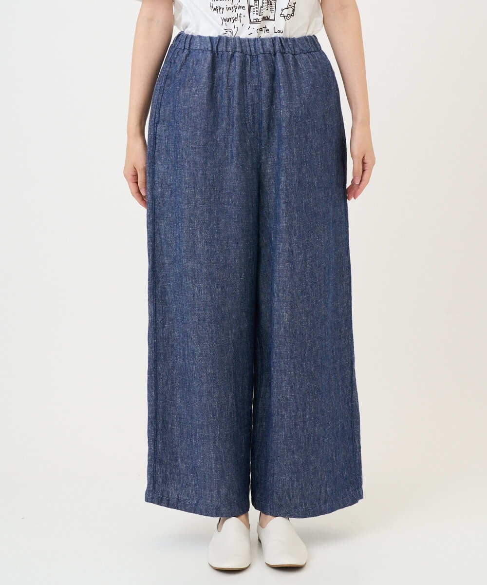 NGLGE40330 GIANNI LO GIUDICE(ジャンニ ロ ジュディチェ) [洗える]デニム調リネンパンツ ネイビー