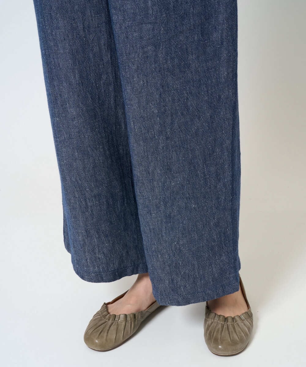 NGLGE40330 GIANNI LO GIUDICE(ジャンニ ロ ジュディチェ) [洗える]デニム調リネンパンツ ネイビー