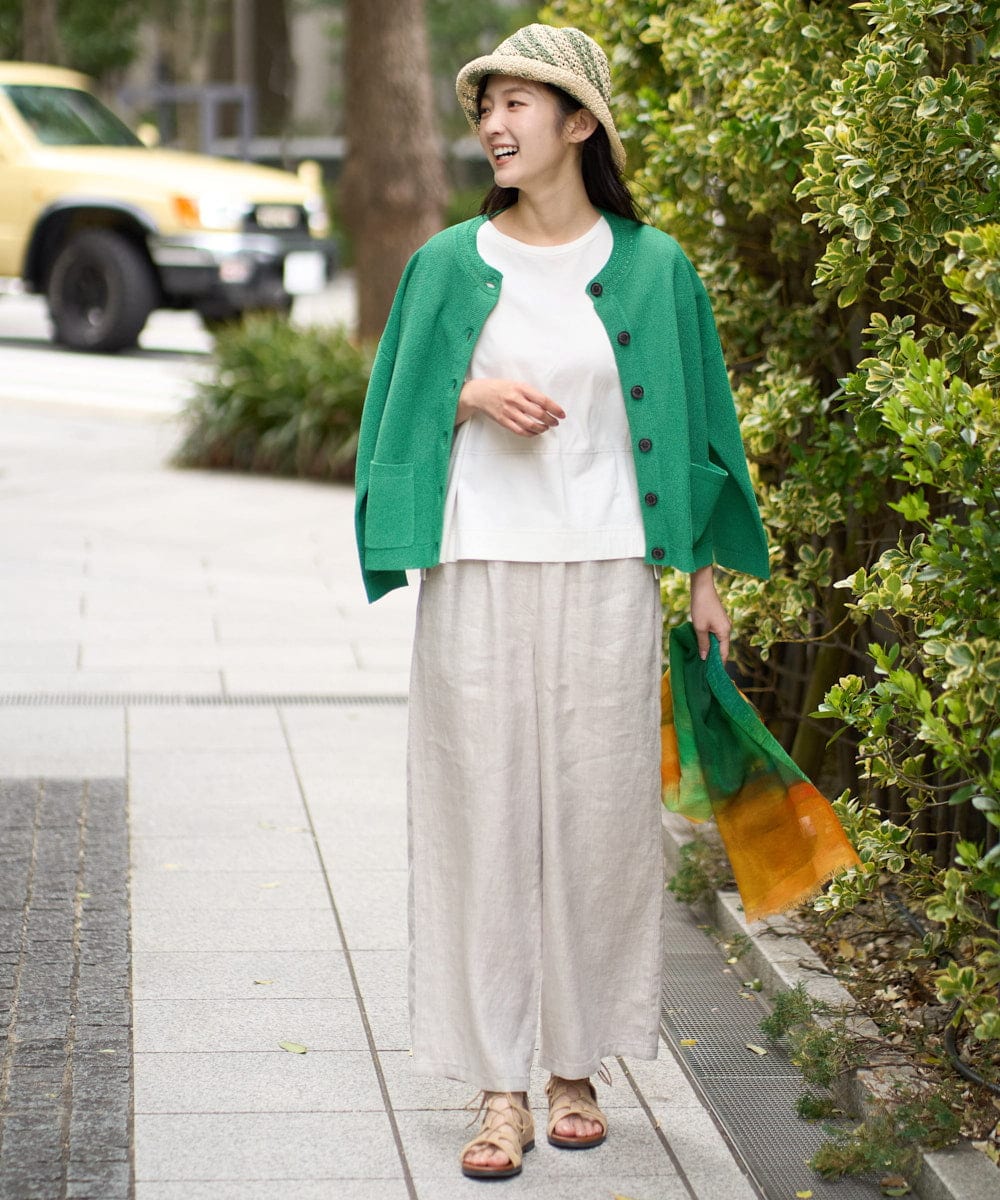 NGLGE40330 GIANNI LO GIUDICE(ジャンニ ロ ジュディチェ) [洗える]デニム調リネンパンツ ネイビー