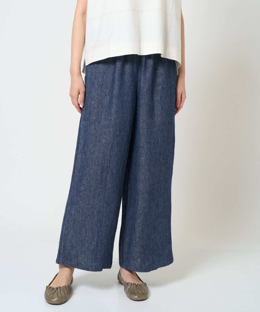 NGLGE40330 GIANNI LO GIUDICE(ジャンニ ロ ジュディチェ) [洗える]デニム調リネンパンツ ネイビー