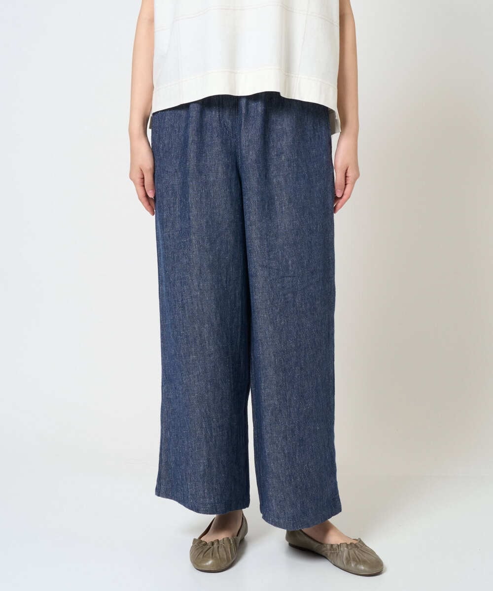 NGLGE40330 GIANNI LO GIUDICE(ジャンニ ロ ジュディチェ) [洗える]デニム調リネンパンツ ネイビー