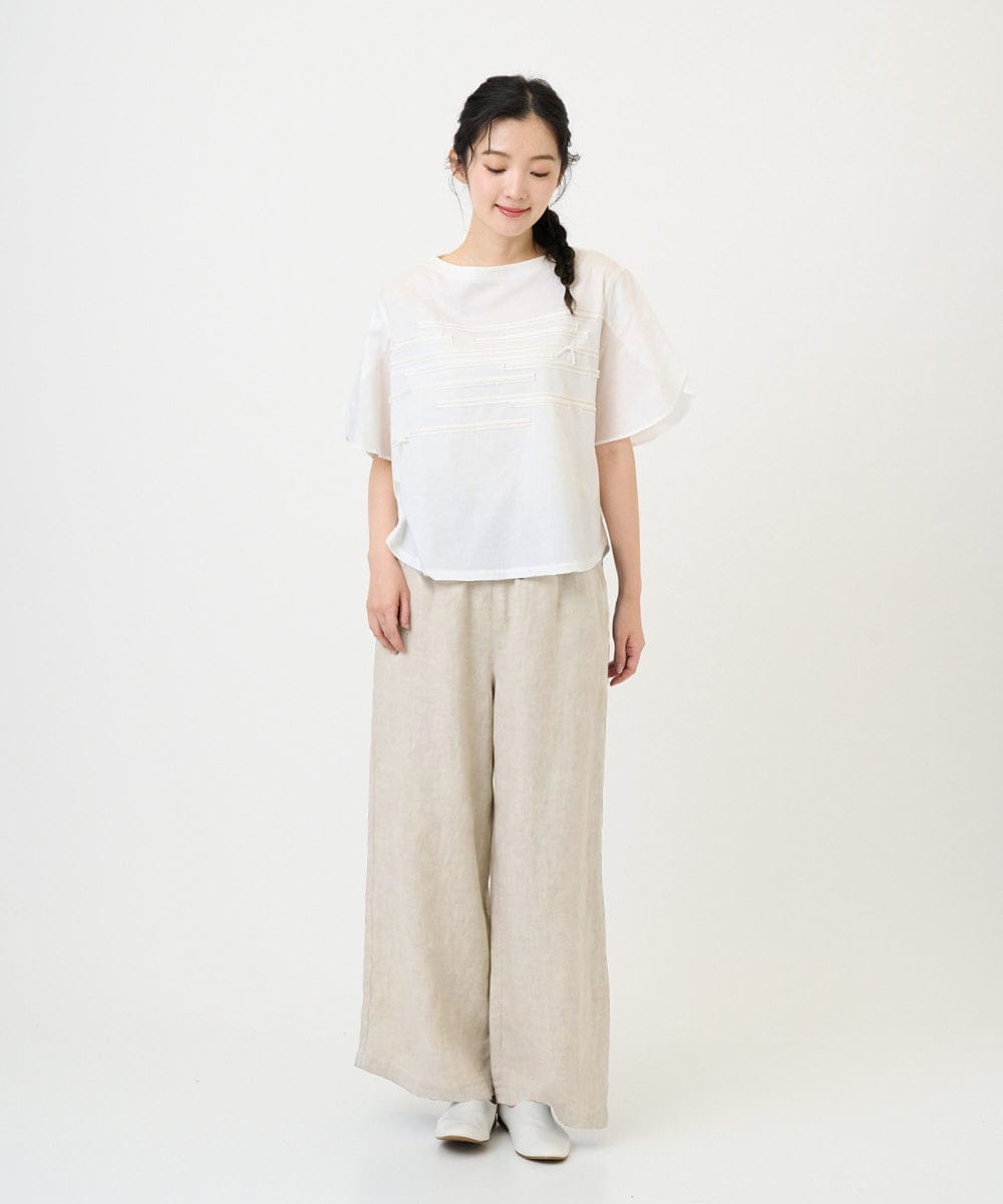 NGLGE40330 GIANNI LO GIUDICE(ジャンニ ロ ジュディチェ) [洗える]デニム調リネンパンツ ベージュ