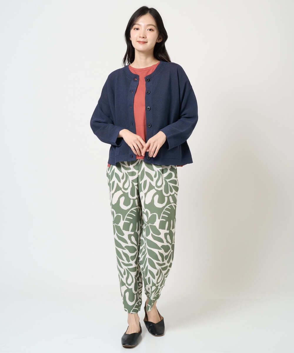 NGLGE41300 GIANNI LO GIUDICE(ジャンニ ロ ジュディチェ) [洗える・日本製]ポタニカルフラワープリントパンツ グリーン