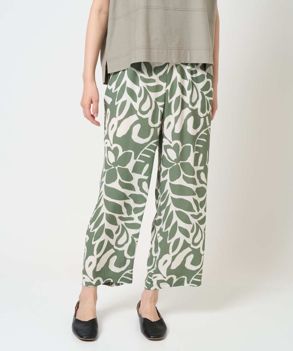 NGLGE41300 GIANNI LO GIUDICE(ジャンニ ロ ジュディチェ) [洗える・日本製]ポタニカルフラワープリントパンツ グリーン