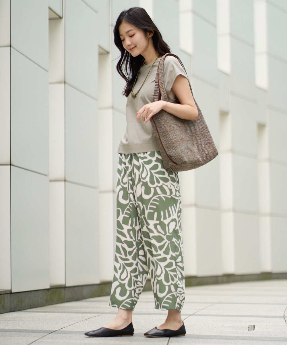 NGLGE41300 GIANNI LO GIUDICE(ジャンニ ロ ジュディチェ) [洗える・日本製]ポタニカルフラワープリントパンツ グリーン