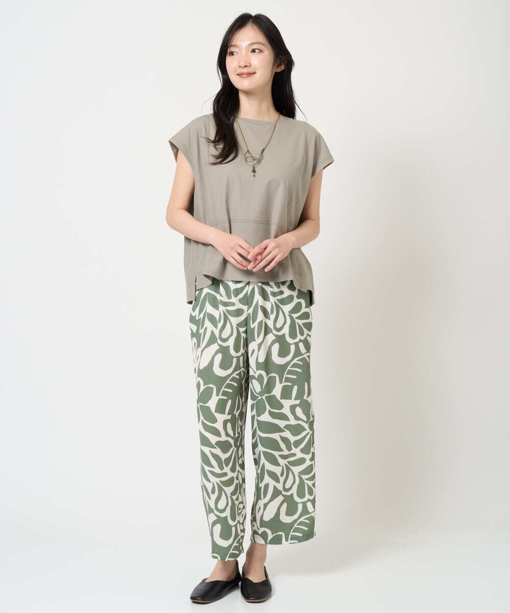 NGLGE41300 GIANNI LO GIUDICE(ジャンニ ロ ジュディチェ) [洗える・日本製]ポタニカルフラワープリントパンツ グリーン