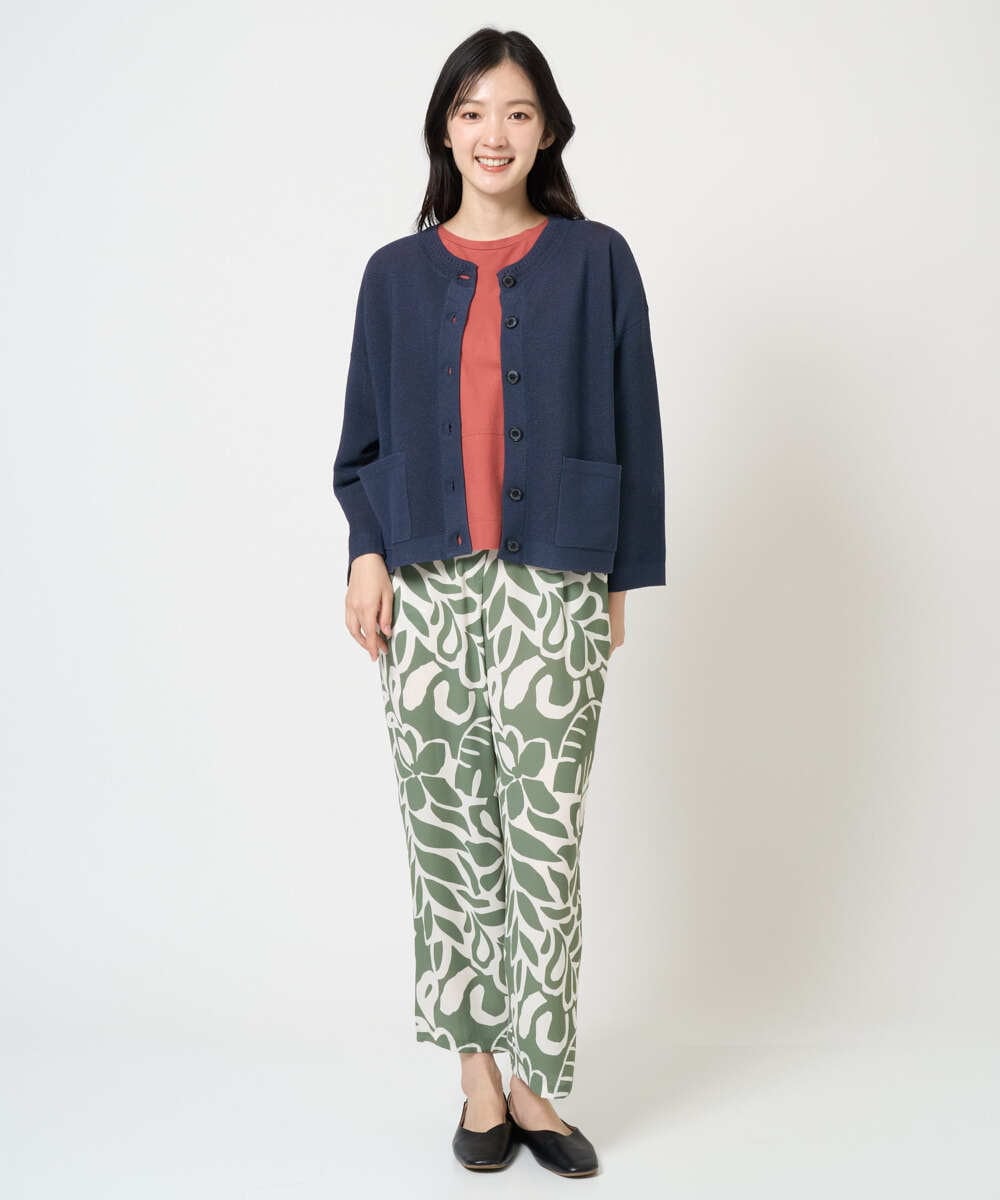 NGLGE41300 GIANNI LO GIUDICE(ジャンニ ロ ジュディチェ) [洗える・日本製]ポタニカルフラワープリントパンツ グリーン