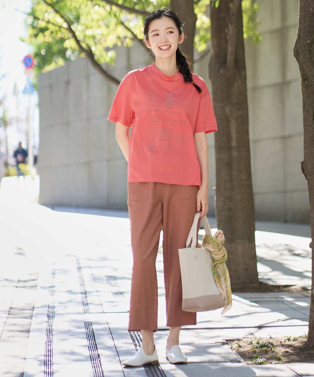 NGLGE44270 GIANNI LO GIUDICE(ジャンニ ロ ジュディチェ) [洗える・日本製]リネンミックスシャンブレーストレッチパンツ オレンジ