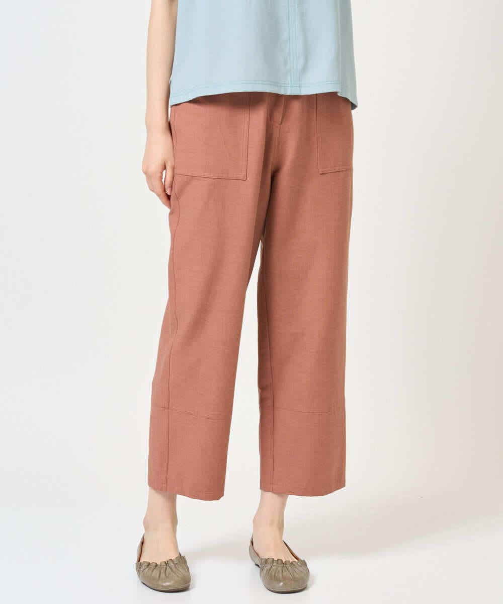 NGLGE44270 GIANNI LO GIUDICE(ジャンニ ロ ジュディチェ) [洗える・日本製]リネンミックスシャンブレーストレッチパンツ オレンジ