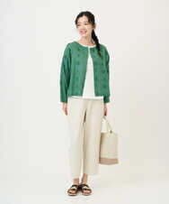 NGLGE44270 GIANNI LO GIUDICE(ジャンニ ロ ジュディチェ) [洗える・日本製]リネンミックスシャンブレーストレッチパンツ オレンジ