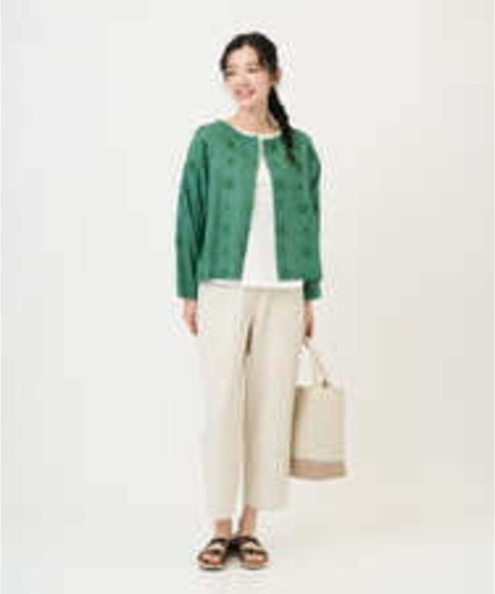 NGLGE44270 GIANNI LO GIUDICE(ジャンニ ロ ジュディチェ) [洗える・日本製]リネンミックスシャンブレーストレッチパンツ オレンジ