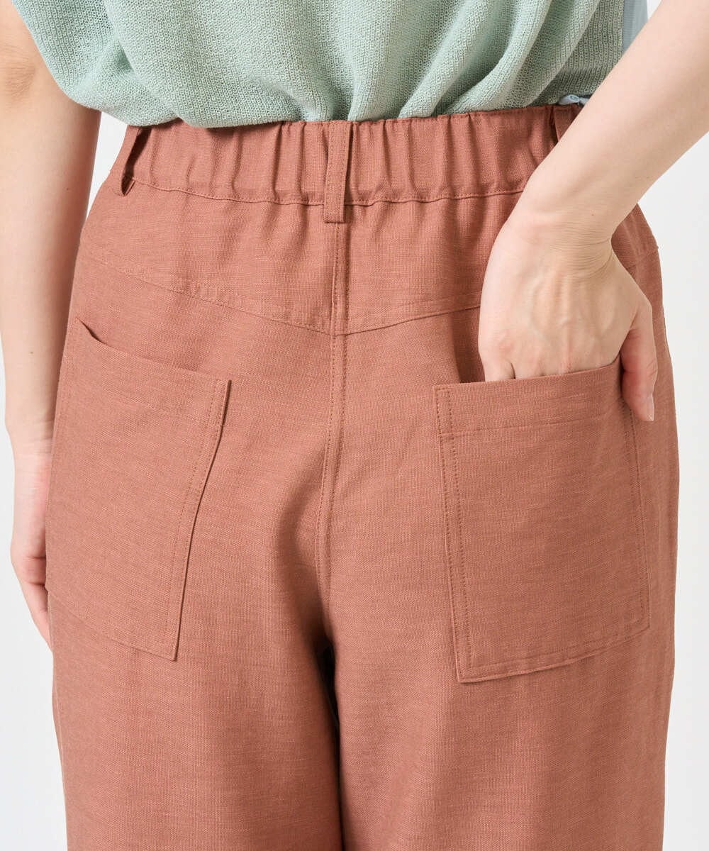 NGLGE44270 GIANNI LO GIUDICE(ジャンニ ロ ジュディチェ) [洗える・日本製]リネンミックスシャンブレーストレッチパンツ オレンジ