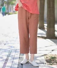 NGLGE44270 GIANNI LO GIUDICE(ジャンニ ロ ジュディチェ) [洗える・日本製]リネンミックスシャンブレーストレッチパンツ オレンジ