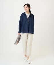 NGLGE44270 GIANNI LO GIUDICE(ジャンニ ロ ジュディチェ) [洗える・日本製]リネンミックスシャンブレーストレッチパンツ オレンジ