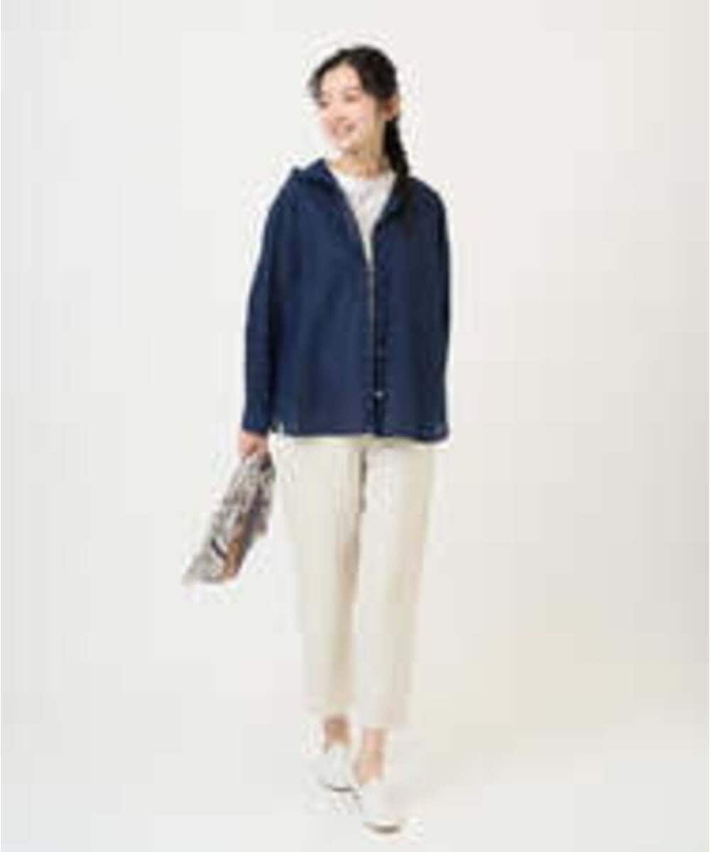 NGLGE44270 GIANNI LO GIUDICE(ジャンニ ロ ジュディチェ) [洗える・日本製]リネンミックスシャンブレーストレッチパンツ オレンジ