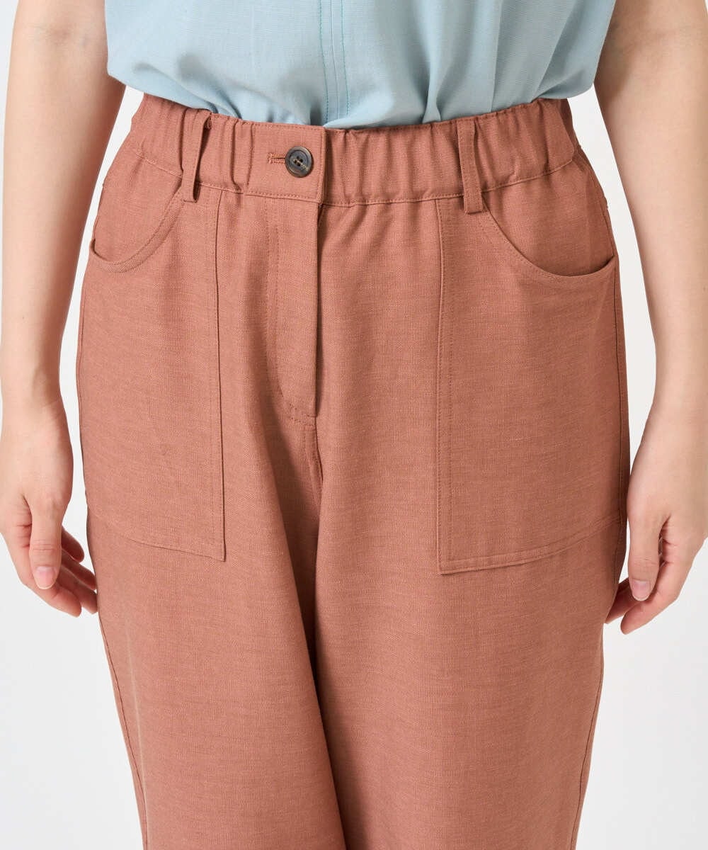 NGLGE44270 GIANNI LO GIUDICE(ジャンニ ロ ジュディチェ) [洗える・日本製]リネンミックスシャンブレーストレッチパンツ オレンジ