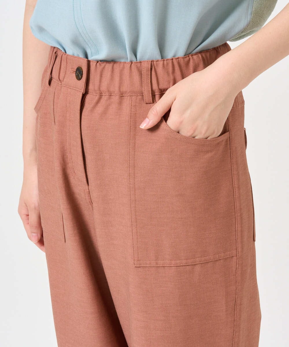 NGLGE44270 GIANNI LO GIUDICE(ジャンニ ロ ジュディチェ) [洗える・日本製]リネンミックスシャンブレーストレッチパンツ オレンジ