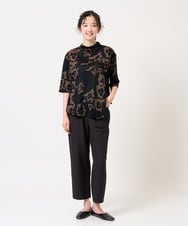 NGLGE44270 GIANNI LO GIUDICE(ジャンニ ロ ジュディチェ) [洗える・日本製]リネンミックスシャンブレーストレッチパンツ オレンジ