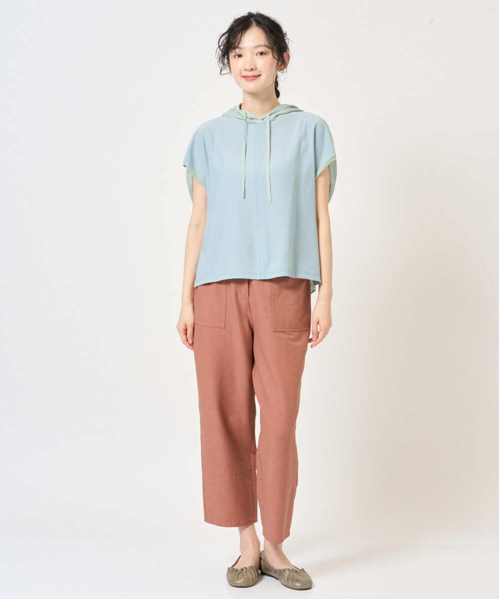 NGLGE44270 GIANNI LO GIUDICE(ジャンニ ロ ジュディチェ) [洗える・日本製]リネンミックスシャンブレーストレッチパンツ オレンジ