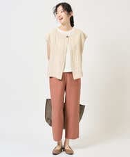 NGLGE44270 GIANNI LO GIUDICE(ジャンニ ロ ジュディチェ) [洗える・日本製]リネンミックスシャンブレーストレッチパンツ オレンジ