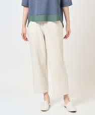 NGLGE44270 GIANNI LO GIUDICE(ジャンニ ロ ジュディチェ) [洗える・日本製]リネンミックスシャンブレーストレッチパンツ アイボリー