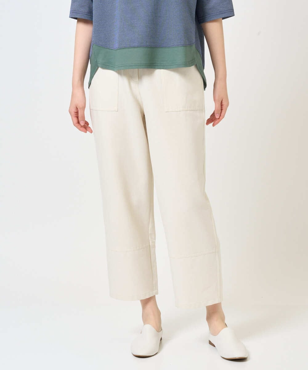 NGLGE44270 GIANNI LO GIUDICE(ジャンニ ロ ジュディチェ) [洗える・日本製]リネンミックスシャンブレーストレッチパンツ アイボリー