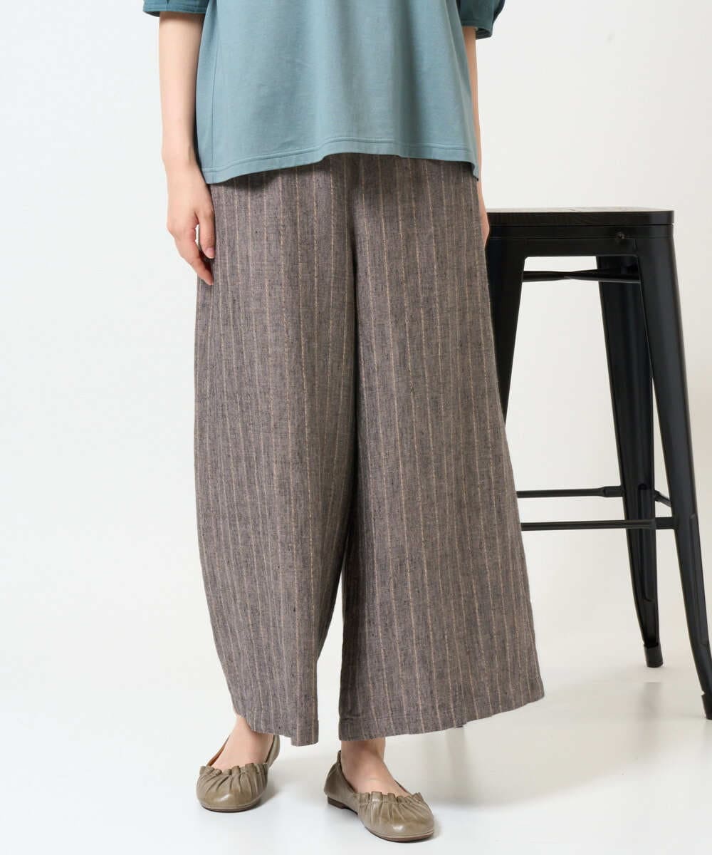 NGLGE50330 GIANNI LO GIUDICE(ジャンニ ロ ジュディチェ) [洗える]リネンステッチストライプパンツ ブラック