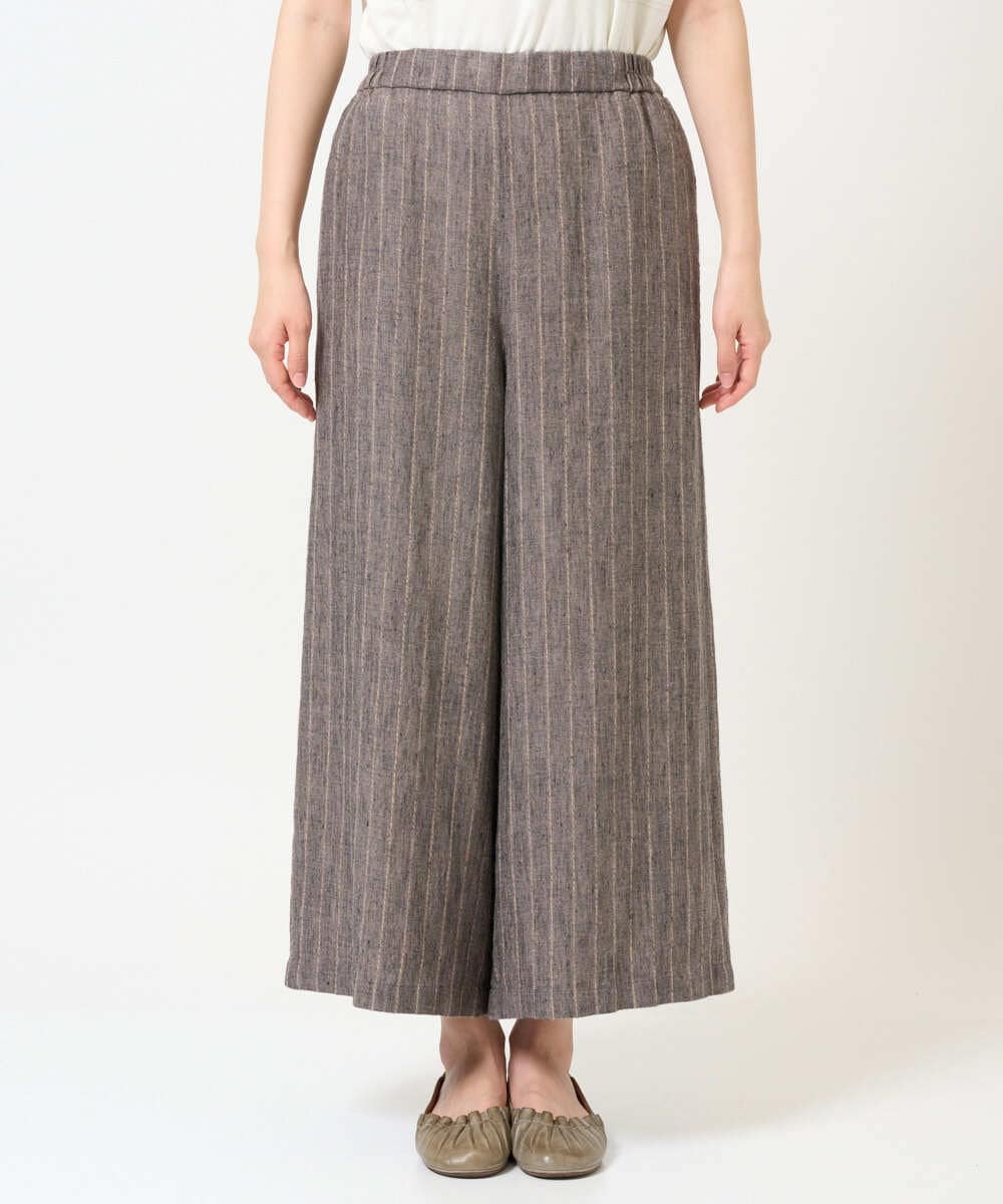 NGLGE50330 GIANNI LO GIUDICE(ジャンニ ロ ジュディチェ) [洗える]リネンステッチストライプパンツ ブラック