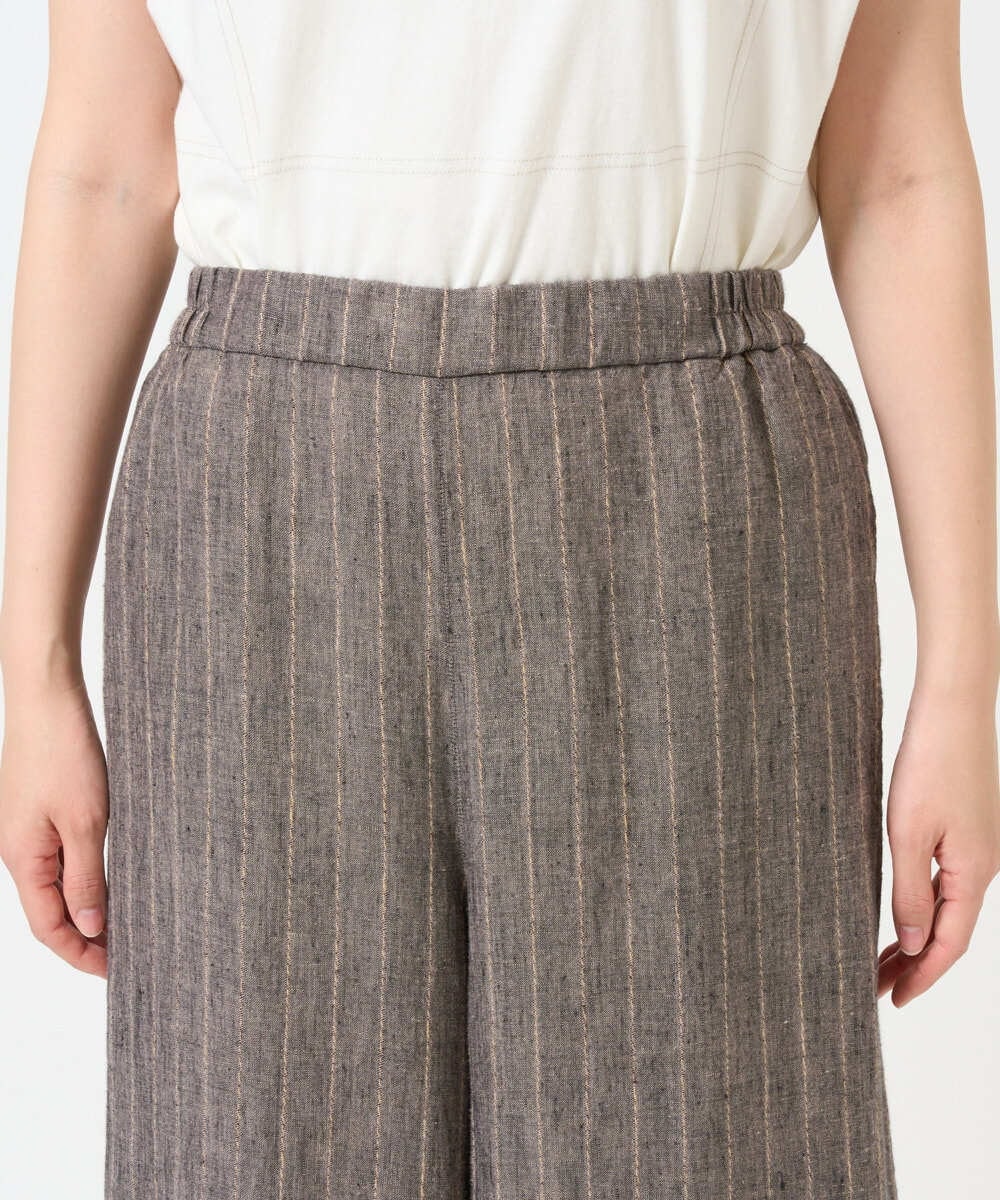 NGLGE50330 GIANNI LO GIUDICE(ジャンニ ロ ジュディチェ) [洗える]リネンステッチストライプパンツ ブラック