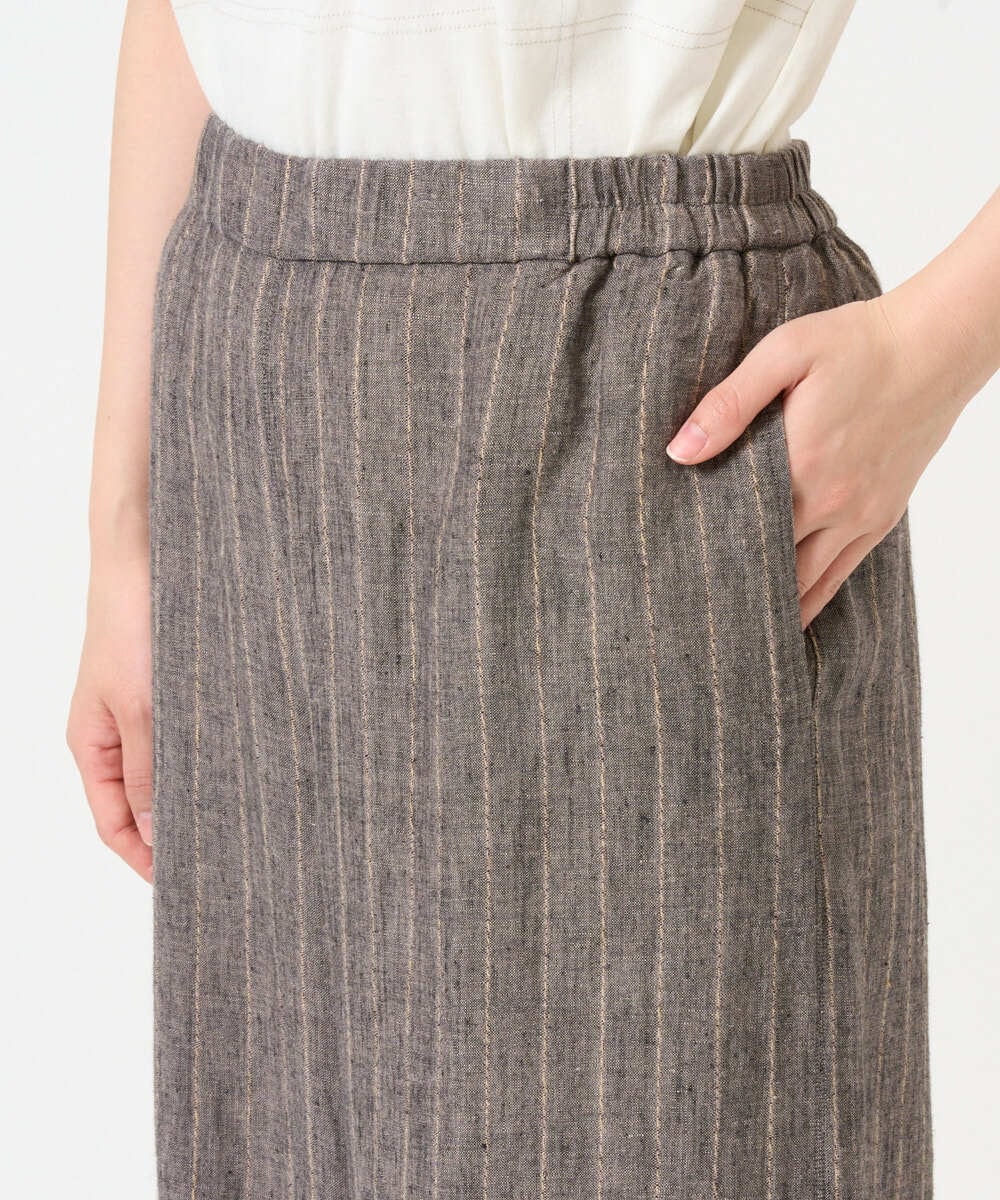 NGLGE50330 GIANNI LO GIUDICE(ジャンニ ロ ジュディチェ) [洗える]リネンステッチストライプパンツ ブラック