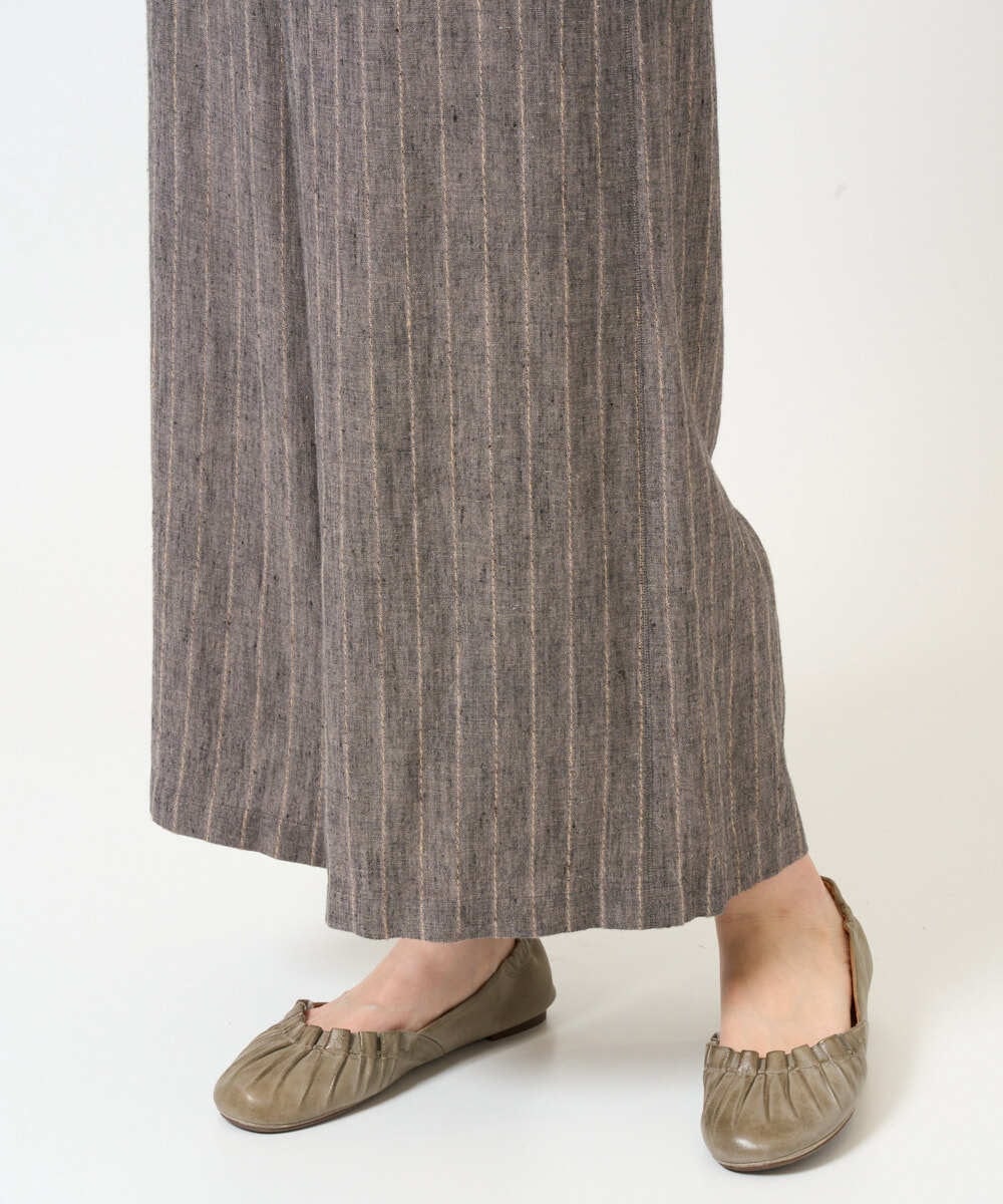 NGLGE50330 GIANNI LO GIUDICE(ジャンニ ロ ジュディチェ) [洗える]リネンステッチストライプパンツ ブラック