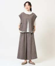 NGLGE50330 GIANNI LO GIUDICE(ジャンニ ロ ジュディチェ) [洗える]リネンステッチストライプパンツ ブラック