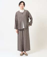 NGLGE50330 GIANNI LO GIUDICE(ジャンニ ロ ジュディチェ) [洗える]リネンステッチストライプパンツ ブラック