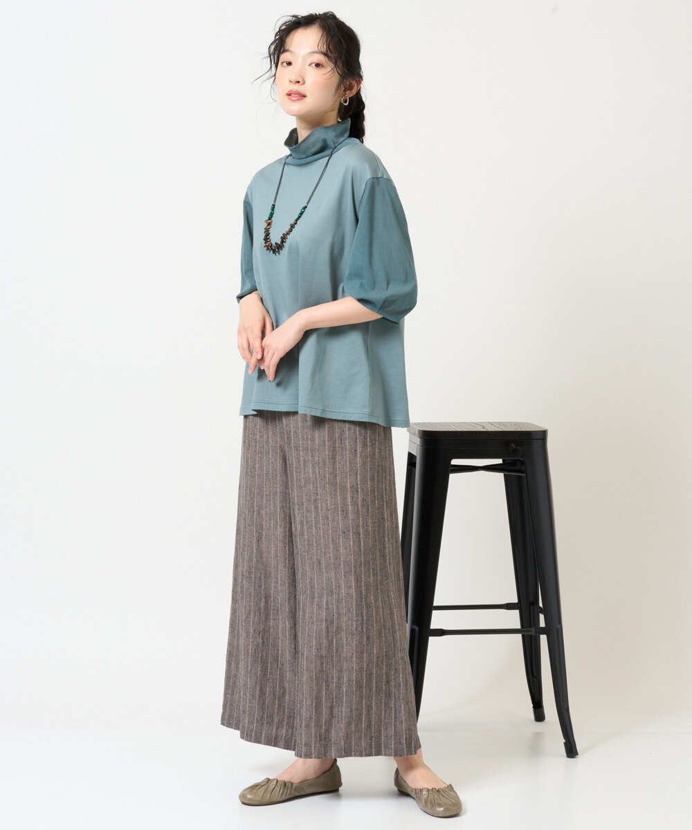 NGLGE50330 GIANNI LO GIUDICE(ジャンニ ロ ジュディチェ) [洗える]リネンステッチストライプパンツ ブラック