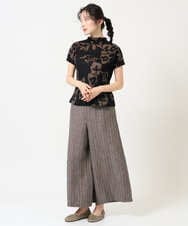 NGLGE50330 GIANNI LO GIUDICE(ジャンニ ロ ジュディチェ) [洗える]リネンステッチストライプパンツ ブラック