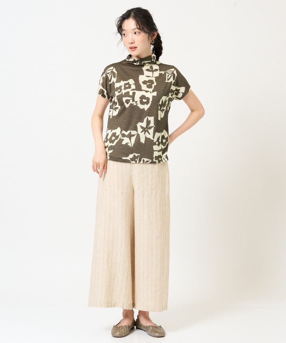 NGLGE50330 GIANNI LO GIUDICE(ジャンニ ロ ジュディチェ) [洗える]リネンステッチストライプパンツ ブラック