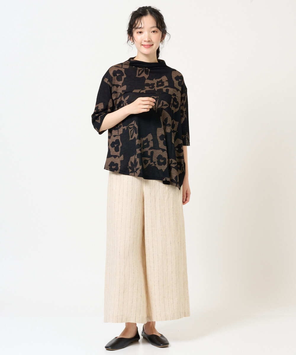 NGLGE50330 GIANNI LO GIUDICE(ジャンニ ロ ジュディチェ) [洗える]リネンステッチストライプパンツ ブラック