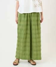 NGLGE53360 GIANNI LO GIUDICE(ジャンニ ロ ジュディチェ) [洗える]シャドーチェックワイドパンツ グリーン