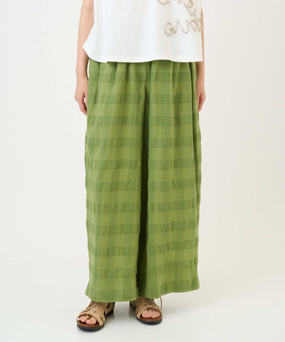 NGLGE53360 GIANNI LO GIUDICE(ジャンニ ロ ジュディチェ) [洗える]シャドーチェックワイドパンツ グリーン