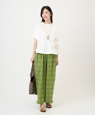 NGLGE53360 GIANNI LO GIUDICE(ジャンニ ロ ジュディチェ) [洗える]シャドーチェックワイドパンツ グリーン