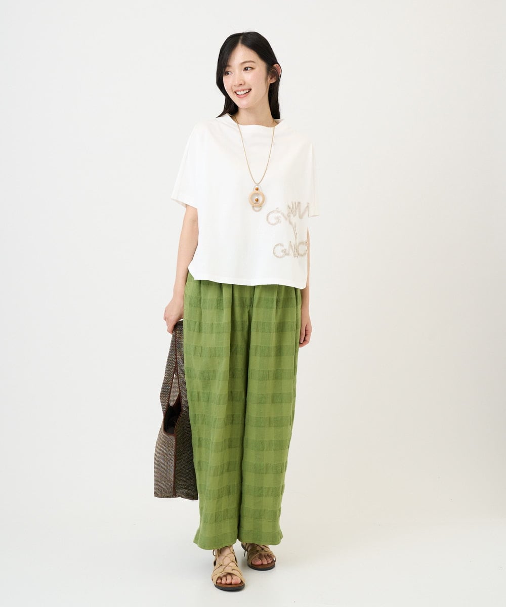 NGLGE53360 GIANNI LO GIUDICE(ジャンニ ロ ジュディチェ) [洗える]シャドーチェックワイドパンツ グリーン