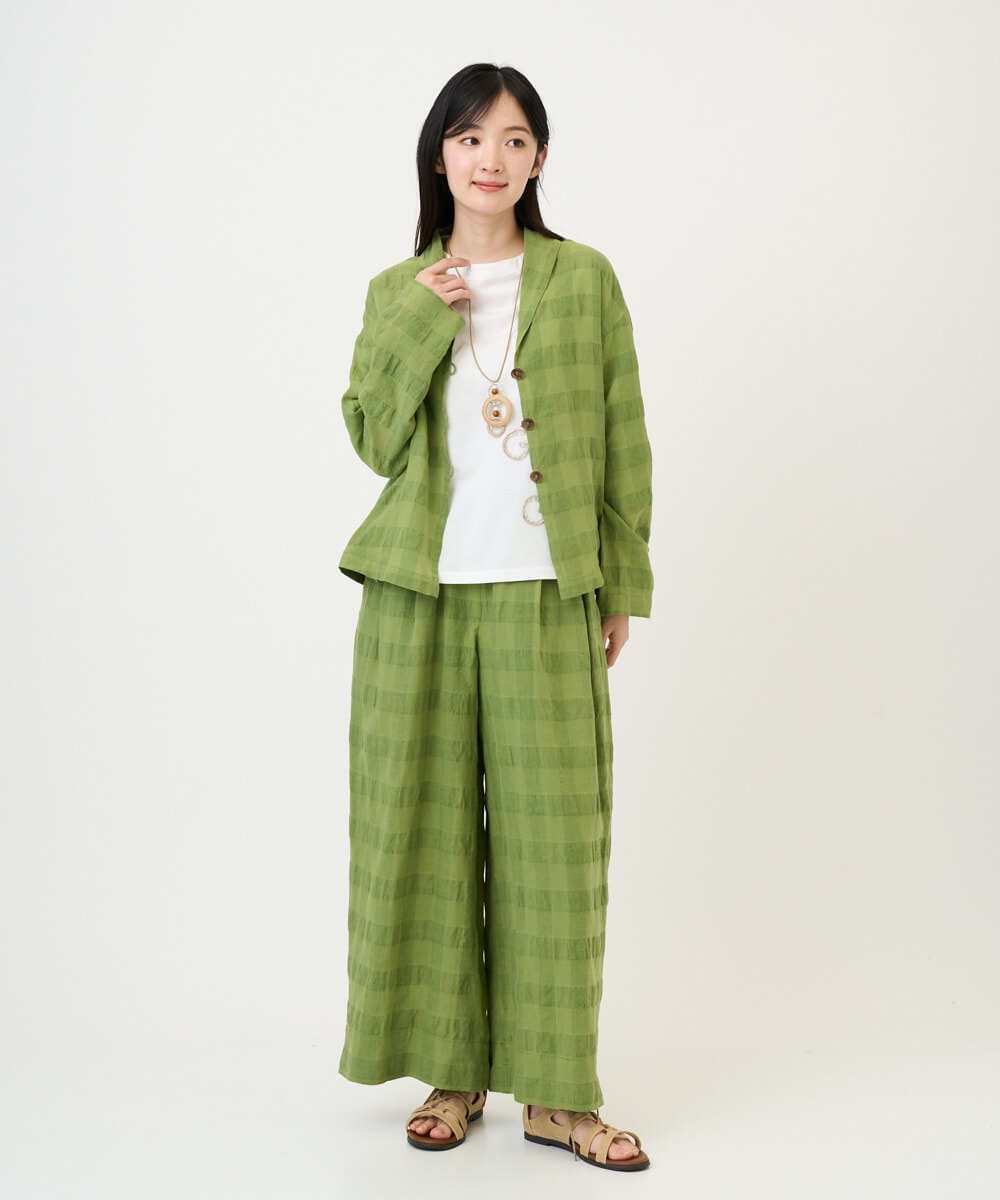 NGLGE53360 GIANNI LO GIUDICE(ジャンニ ロ ジュディチェ) [洗える]シャドーチェックワイドパンツ グリーン