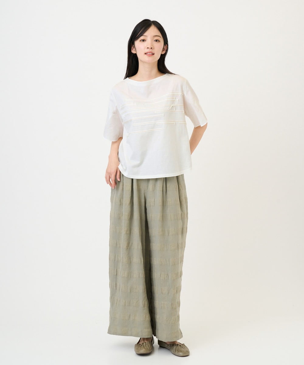 NGLGE53360 GIANNI LO GIUDICE(ジャンニ ロ ジュディチェ) [洗える]シャドーチェックワイドパンツ ベージュ