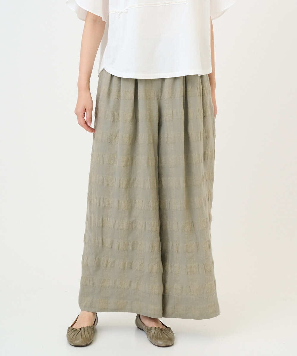 NGLGE53360 GIANNI LO GIUDICE(ジャンニ ロ ジュディチェ) [洗える]シャドーチェックワイドパンツ ベージュ