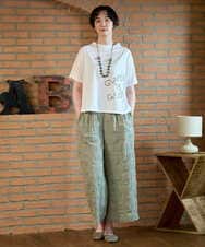 NGLGE53360 GIANNI LO GIUDICE(ジャンニ ロ ジュディチェ) [洗える]シャドーチェックワイドパンツ ベージュ