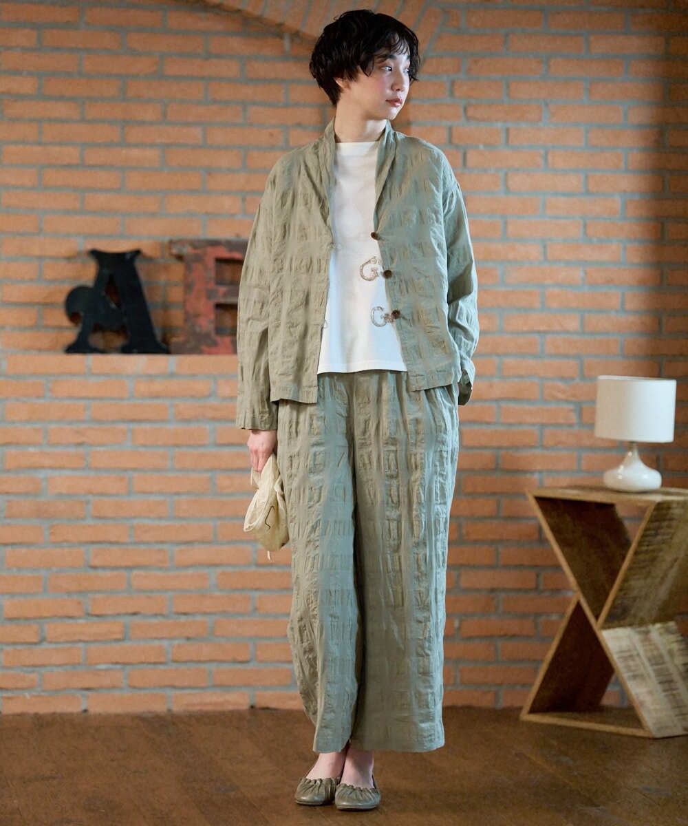 NGLGE53360 GIANNI LO GIUDICE(ジャンニ ロ ジュディチェ) [洗える]シャドーチェックワイドパンツ ベージュ