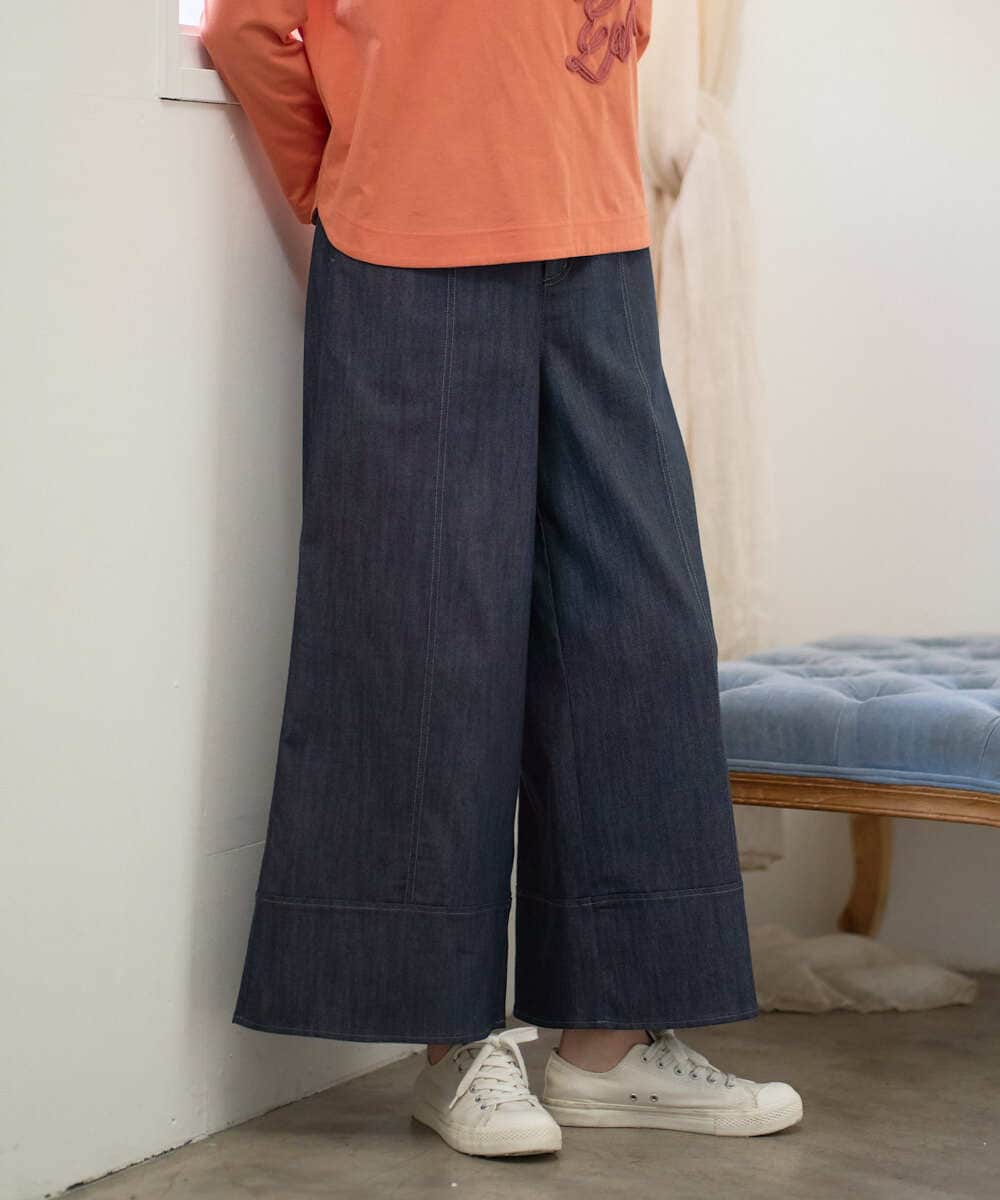 NGLGF20270 GIANNI LO GIUDICE(ジャンニ ロ ジュディチェ) [洗える]スラブシャンブレーデニムパンツ ネイビー