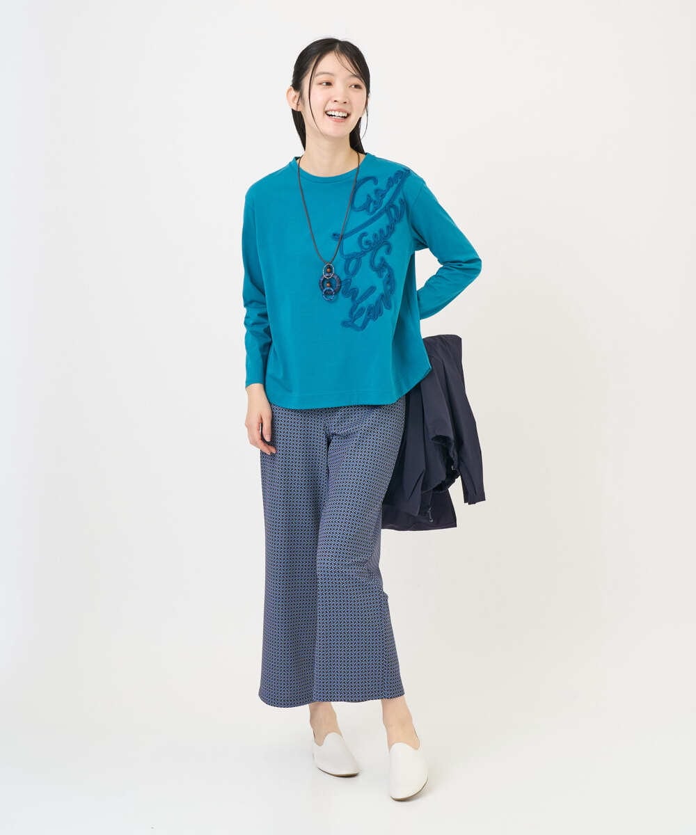 NGLGF28250 GIANNI LO GIUDICE(ジャンニ ロ ジュディチェ) [洗える・リバーシブル]裏コットン幾何プリントパンツ ブルー