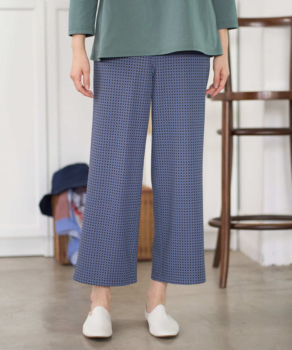 NGLGF28250 GIANNI LO GIUDICE(ジャンニ ロ ジュディチェ) [洗える・リバーシブル]裏コットン幾何プリントパンツ ブルー